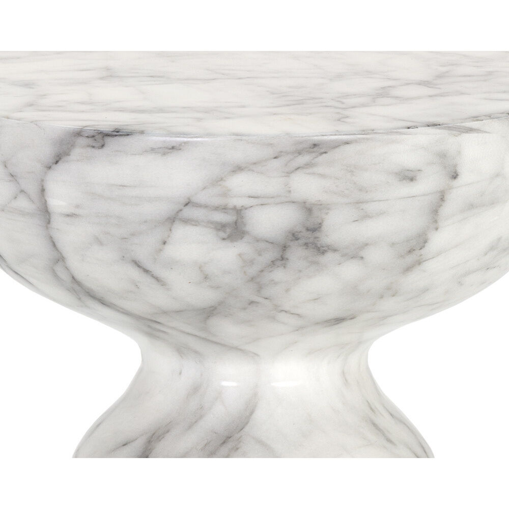 Goya 20 X 13.5 inch Marble Look / White Outdoor End Table